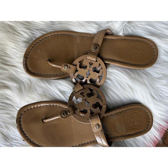 Tory Burch Brown Miller Leather Sandals - Picture 1 of 5